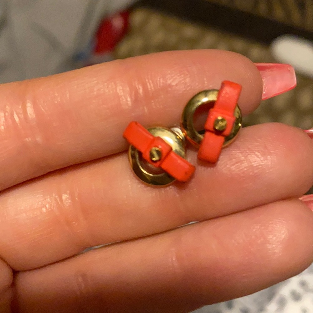 Marc Jacobs Orange Bow Gold Earrings